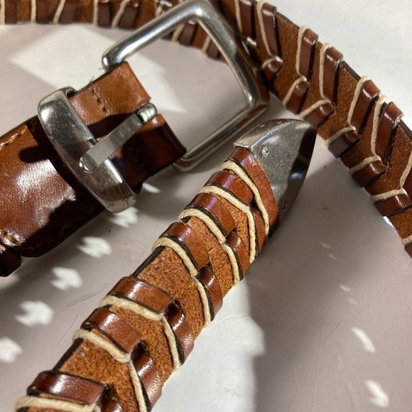 Vintage Hand Tied Brown Saddle Leather with Silver Brass Accents main image 4